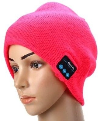 Neulottu pipo sisäänrakennetuilla Bluetooth-kuulokkeilla, Cerise
