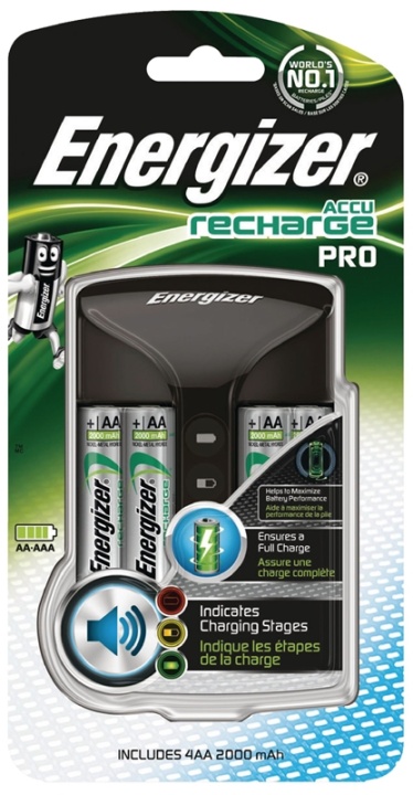 Energizer NiMH batterilader AA / AAA | 1.2 V DC | 4x AA/HR6 2000 mAh | Euro / Type-C (CEE 7/16) | Energitype for batteri: AA | Sort