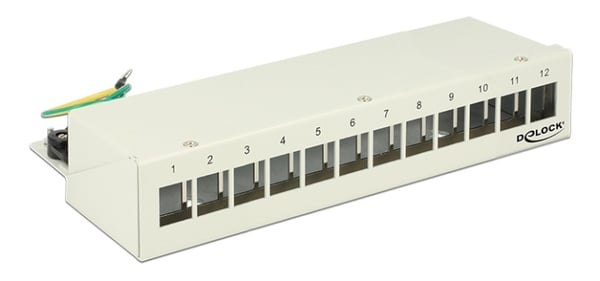 DeLOCK kretspanel, 12 porter, for keystone-kontakter, skjermet, grå