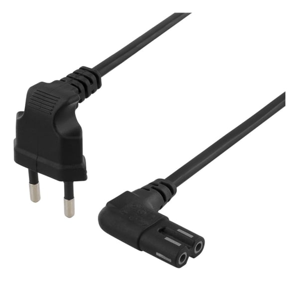 DELTACO ujordet apparatkabel, 3m, CEE 7/16 - IEC 60320 C7, svart