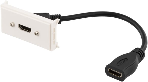 DELTACO Stikpanel, 1xHDMI, 19-pin hun, 0,2m, hvid