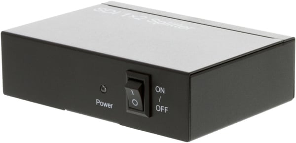 SDI-splitter en til to, 3G/HD-SDI, 1080p, 12 bit, BNC, metall, svart