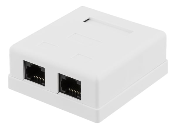 DELTACO unshielded network socket, Surface UTP 2xRJ45, Cat6, white