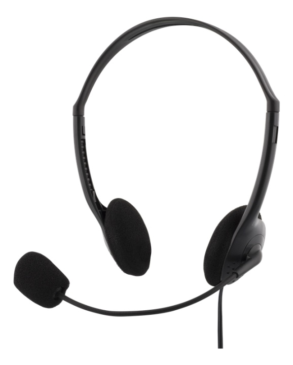 DELTACO stereo headset, 30 mm element, 32 Ohm, 1 x 3,5 mm (4-polet) 2m