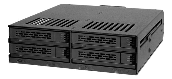 4 x 2,5" SATA/SAS i 1 x 5,25" skuffer uten skruer, svart