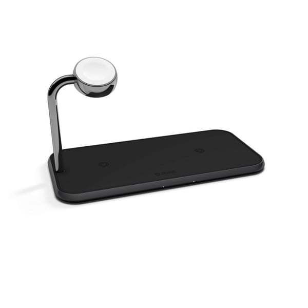 ZENS Triple Alu. Lader Qi Trådløs 220V 2x10W med Apple Watch Lader (Apple QC 7,5W) Sort