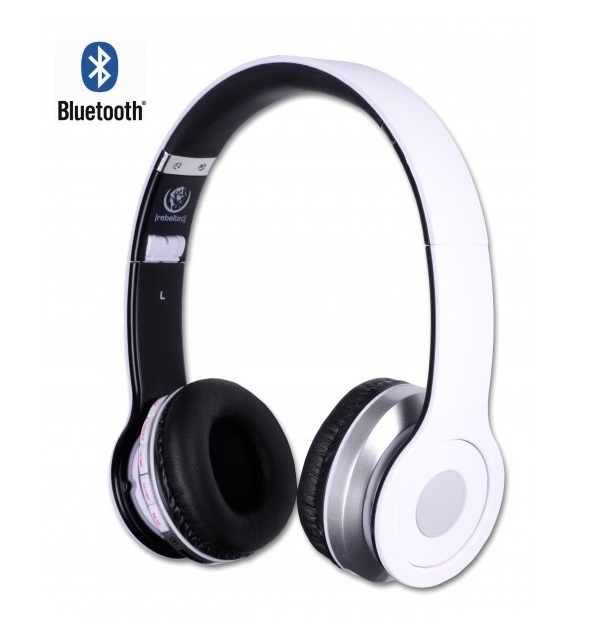 Rebeltec Crystal, trådløse hovedtelefoner med Bluetooth, hvid