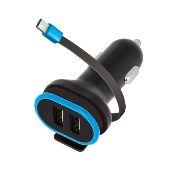 Forever Dobbel USB-billader CC-02 3A med USB type C-kabel