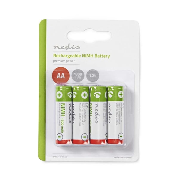 Nedis Oppladbare Ni-MH batteri AA | 1.2 V DC | 1300 mAh | 4-Pakke