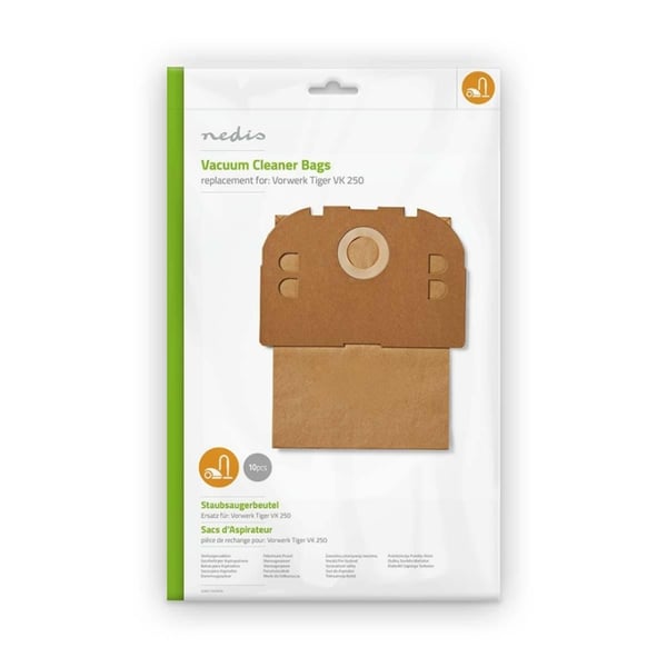 Nedis Støvsugepose- | 10 stk. | Papir | Mest solgt for: Vorwerk Tiger VK 250 | Brun