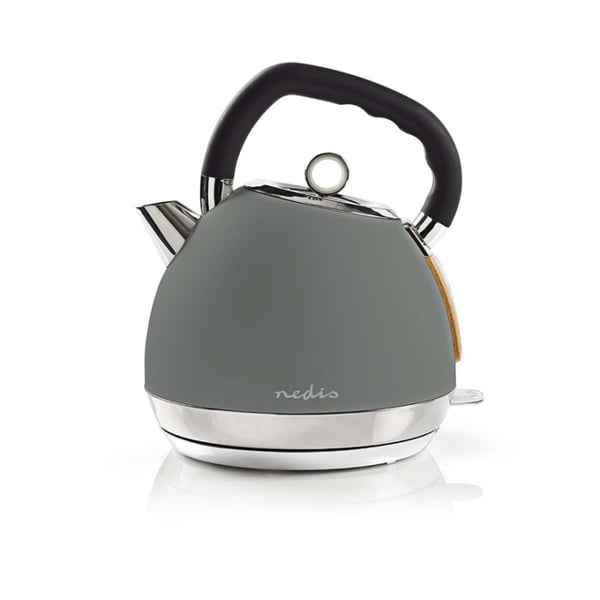 Nedis Vatten kokare | 1.8 l | Soft-Touch | Grå | Roterbar 360 grader | Dolt värmeelement | Strix® kontroll | Koka-tort funktion
