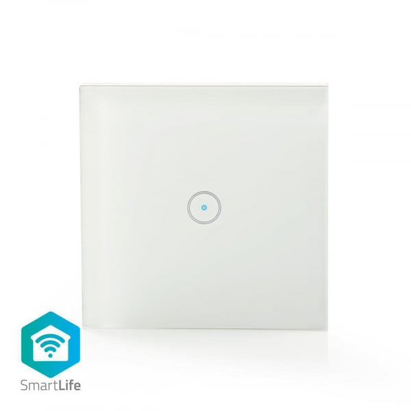Nedis SmartLife Veggbryter | Enkelt | Wall Mount | 1000 W | Android™ / IOS | Glass | Hvit