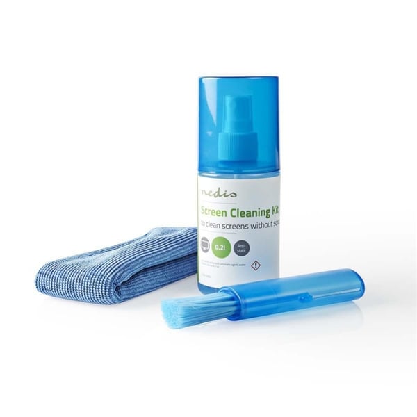 Nedis Screen Cleaner | Sprøyte | 200 ml | Bærbar Datamaskin / Smarttelefon / Tablett / TV Skjerm | Visker inkludert