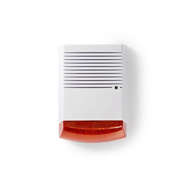 Nedis Dummy Security Sirene | IP44 | Batteri | Udendørs | Hvid / Orange Nedis Dummy Security Sirene | IP44 | Batteri | Udendørs | Hvid / Orange