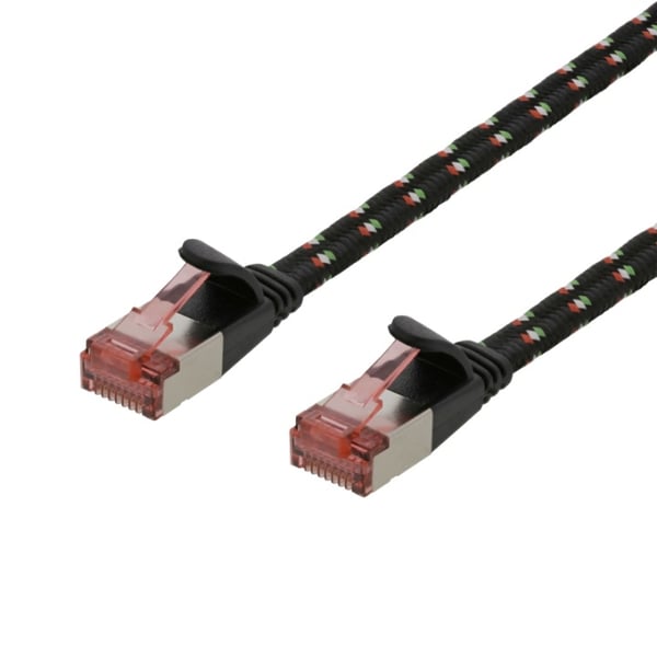 DELTACO Tough Flat CAT.6A U/FTP Patch Cable, 28AWG, 1.5m, black