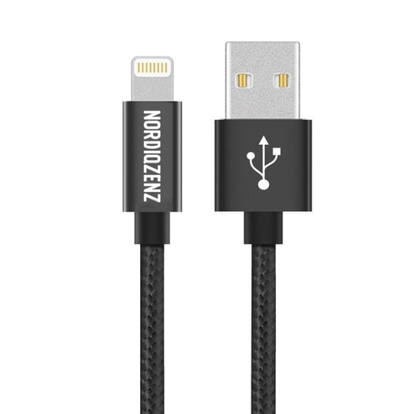 NORDIQZENZ Lightning tekstilkabel, 50 cm, svart