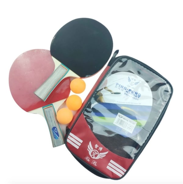 Bærbart pingpongsett - 2 racket, 3 baller