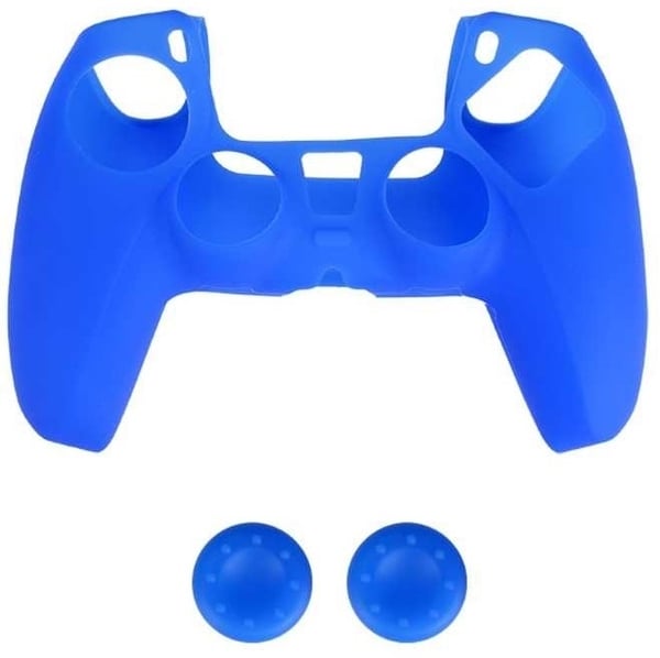 Silikongreb og 2 x Silikonhætte til PS5-controller, Blå Silikongreb og 2 x Silikonhætte til PS5-controller, Blå