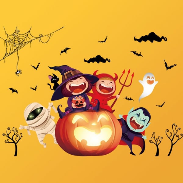 Halloween-aiheinen seinäkoristelu, Pumpkin party 60x90cm