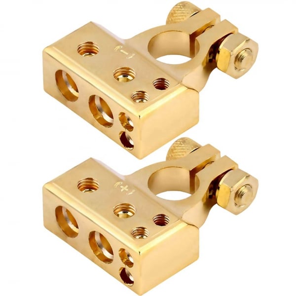 Gullbelagt batterikabelsko (pluss og minus)