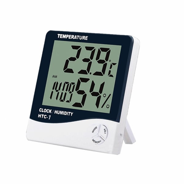 Praktisk vækkeur med temperatur og luftfugtighed Praktisk vækkeur med temperatur og luftfugtighed