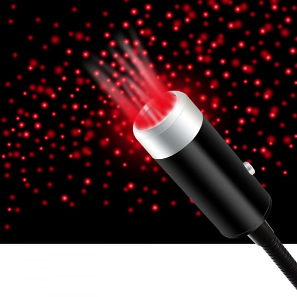 USB-Lampe som gir stjerneatmosfære i bilen, Rødt lys USB-Lampe som gir stjerneatmosfære i bilen, Rødt lys