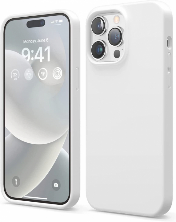 Silikonikotelo iPhone 15 Pro Maxille, valkoinen