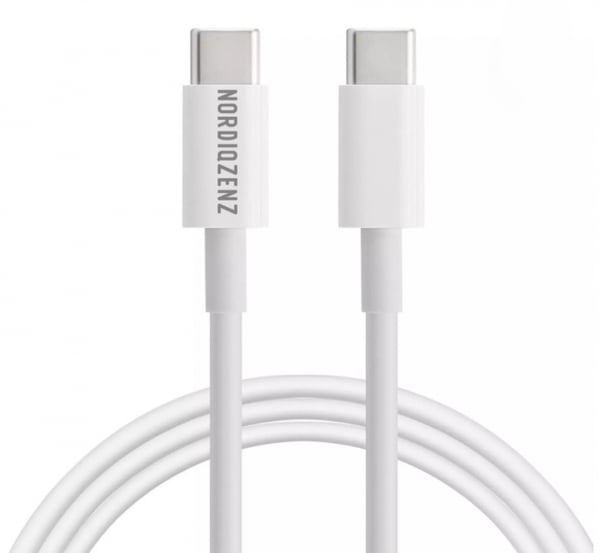 NORDIQZENZ 60W USB-kaapeli C-tyyppi-C USB-C:hen, 3 m, valkoinen