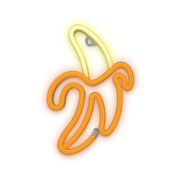Forever Light Neon LED-lys Banana, batteri + USB FLNEO10, hvit/gul