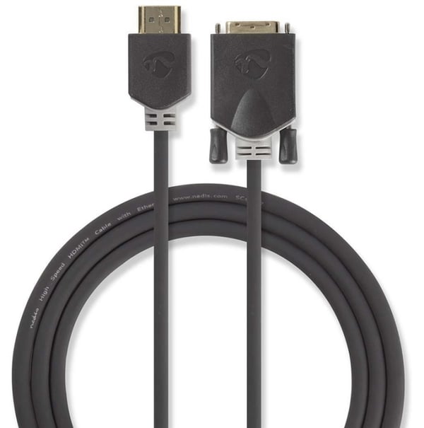 Nedis HDMI™ kabel | HDMI™ Stik | DVI-D 24 + 1-pin han | 1080p | Guldplateret | 2.00 m | Lige | PVC | Antracit | Box