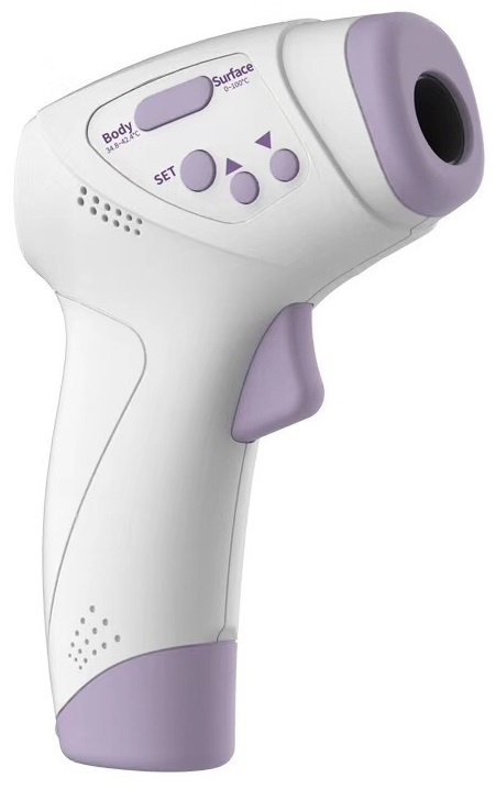 Febertermometer, berøringsfri med IR-teknologi til børn/voksne, lilla/hvid Febertermometer, berøringsfri med IR-teknologi til børn/voksne, lilla/hvid