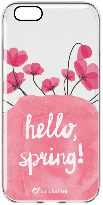 Cellularline Bloom, TPU-etui iPhone 6/6S, gjennomsiktig med blomster