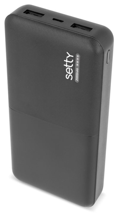 Setty powerbank med 20 000 mAh og doble USB-porter, svart Setty powerbank med 20 000 mAh og doble USB-porter, svart