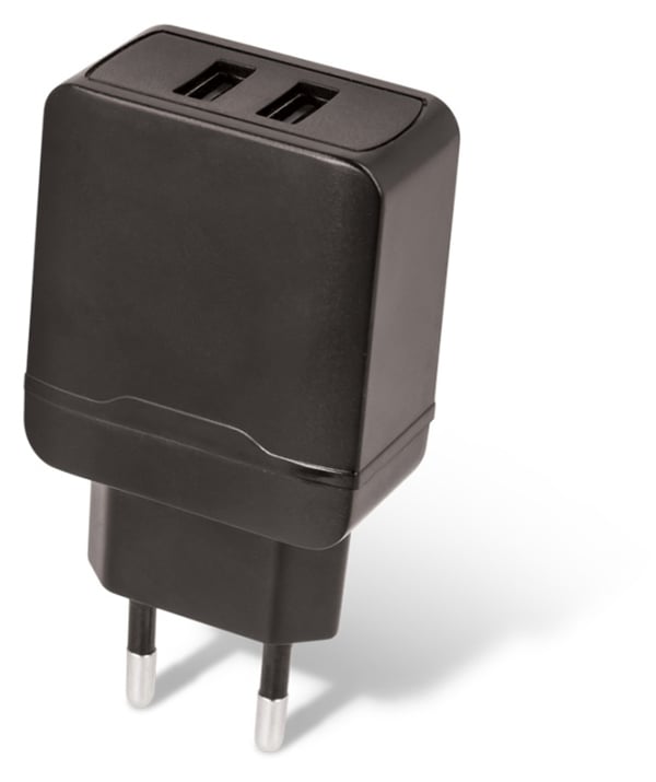 Maxlife USB-hurtigoplader, MXTC-02, 2xUSB, hurtigopladning, sort (2,4 A)