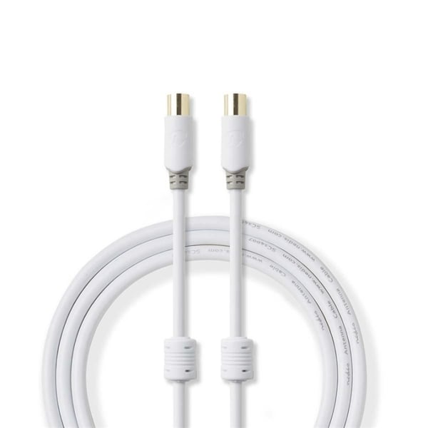 Nedis Coax Cable | IEC (Coax) Han | IEC (Coax) Hun | Nikkelplateret | 90 dB | 75 Ohm | Dobbelt afskærmet | 10.0 m | Runde | PVC | Hvid | Konvolut