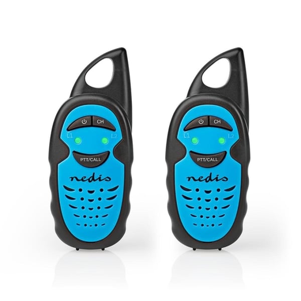 Nedis Walkie-Talkie Set | 2 håndsett | 3000 m | Antall frekvenskanaler: 3 | PTT | 180 min | Blå / Sort