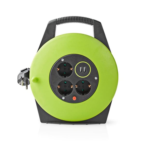 Nedis kabeltromle | Stikprop med sidebens jord | 10.0 m | 3000 W | 16 A | Slags jordforbindelse: Sidekontakter | 230 V AC 50/60 Hz | Kontakt Vinkel: 9