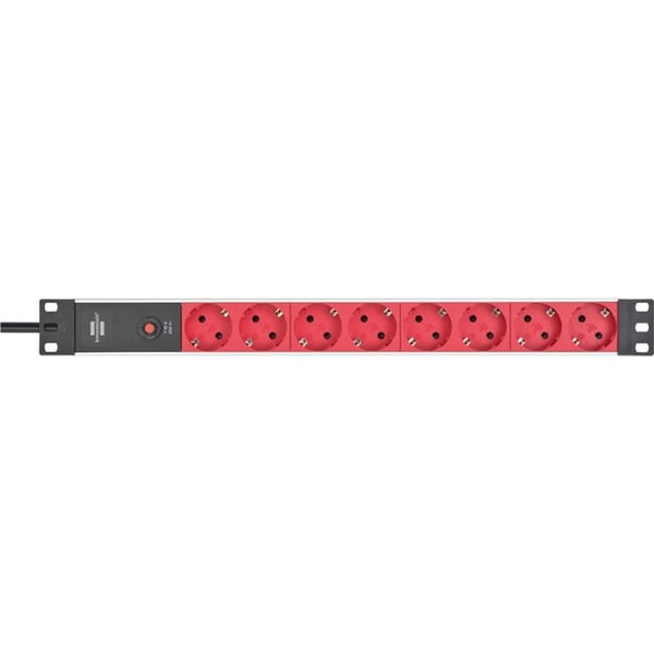 brennenstuhl Alu-Line 8-veis 19" Stikkontakt for bryterbokser PG Plugg 2,00 m Sort/Rød C14