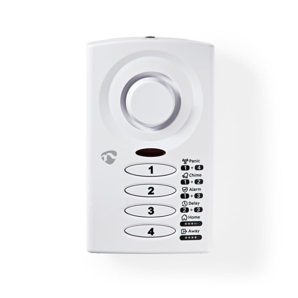Nedis Dør- og vinduesalarm med sirene | Magnetisk sensor / Tastatur | Batteri | 3x AAA/LR03 | 85 dB | Hvid