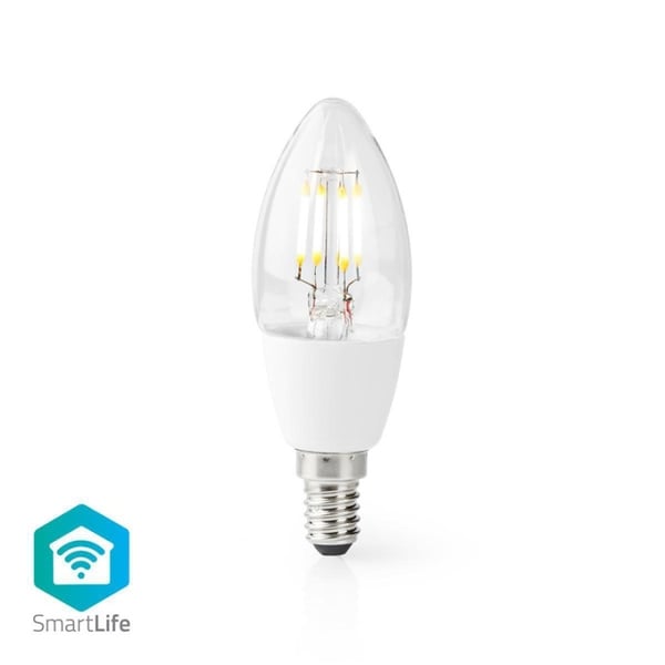Nedis SmartLife LED Glødepære | E14 | 400 lm | 5 W | Varm Hvid | 2700 K | Glas | Android™ / IOS | Stearinlys | 1 stk Nedis SmartLife LED Glødepære | E14 | 400 lm | 5 W | Varm Hvid | 2700 K | Glas | Android™ / IOS | Stearinlys | 1 stk