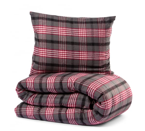 Lord Nelson Bäddset Skaveröd Garnfärgad Flanell Återvunnen 150x210cm, Vinröd