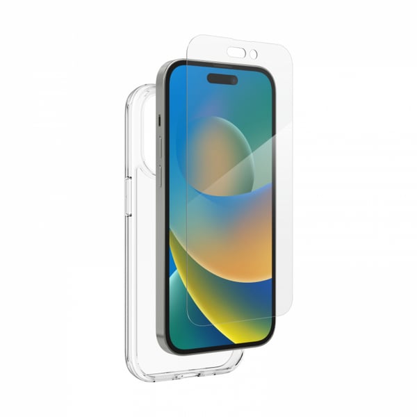ZAGG Bundle-pakke: Skjermbeskytter + gjennomsiktig etui til iPhone 14 Pro Max