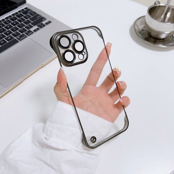 Rammeløst etui til iPhone 12 Pro, gjennomsiktig/svart