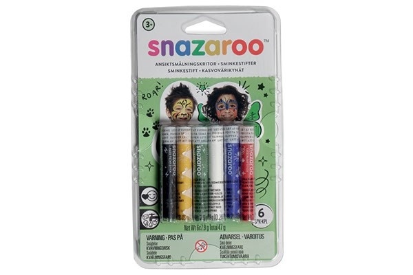 Snazaroo Ansiktsfärg stift 6st, Standard färger