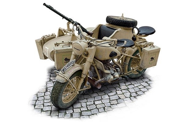 Italeri 1:9 BMW R75 Tysk Milit. Motor. m/sidevogn