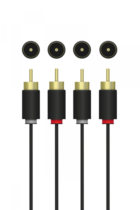 QNECT Stereo RCA-kabel, 2xRCA hann - 2xRCA hann, 3 m