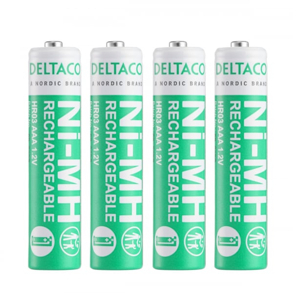 DELTACO Ultimate Ni-Mh oppladbar, LR03/AAA-størrelse, 750 mAh, 4-pk (SG)