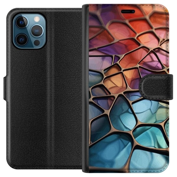 Tegnebogsetui til Apple iPhone 12 Pro Max med Metallict mønster motiv