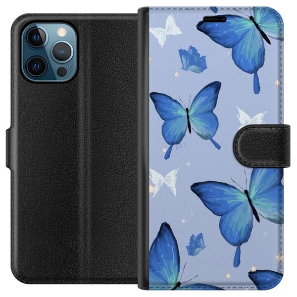 Lommeboketui til Apple iPhone 12 Pro Max med Blå sommerfugler motiv