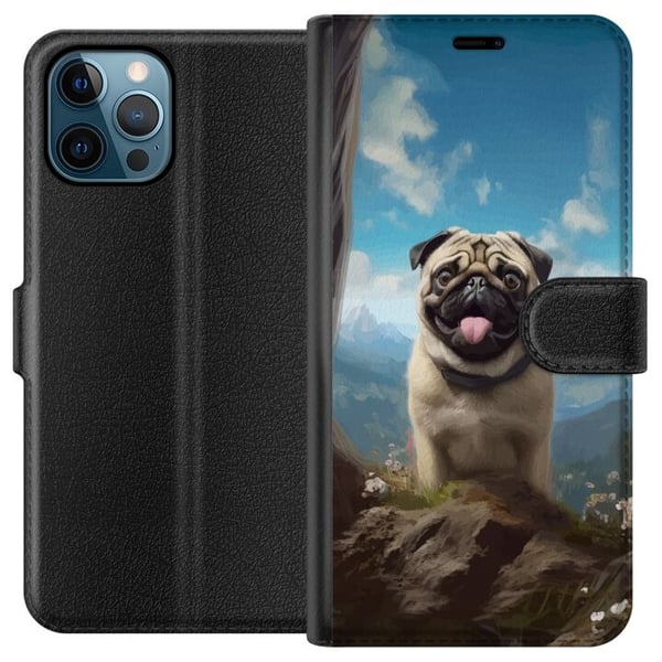 Lommeboketui til Apple iPhone 12 Pro Max med Glad Hund motiv